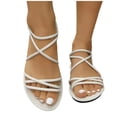 thumbnail image 6 of Miluxas Women's Criss Cross Strappy Sandals Open Toe Summer Flat Sandal with Back Strap White 8.5(41), 6 of 6