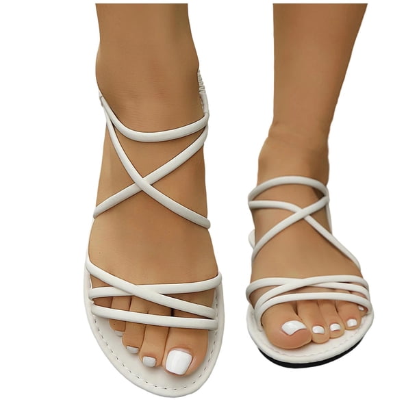 Miluxas Women's Criss Cross Strappy Sandals Open Toe Summer Flat