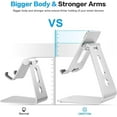 thumbnail image 5 of Adjustable Tablet Stand for Desk, Upgraded Longer Arms for Greater Stability, T2 Tablet Holder with Hollow Design for Bigger Sized Phones and Tablets Such as iPad Pro/Air/Mini, Silver, 5 of 5