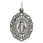 Sterling Silver Antiqued Miraculous Medal QC3499 (28mm x 16mm)