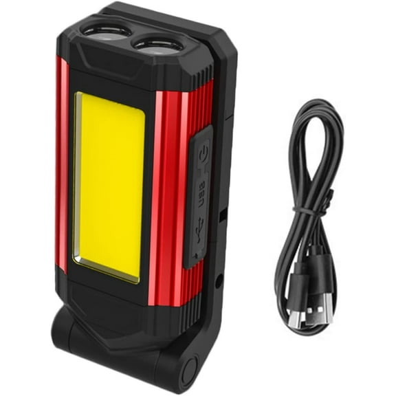 Rechargeable LED Magnetic Work Light, Portable Tool Gifts for Men, 7 Flashlight Modes with Kickstand and Carabiner, 360° Rotating Head and USB Charging for Car Repair Camping Household Blackout