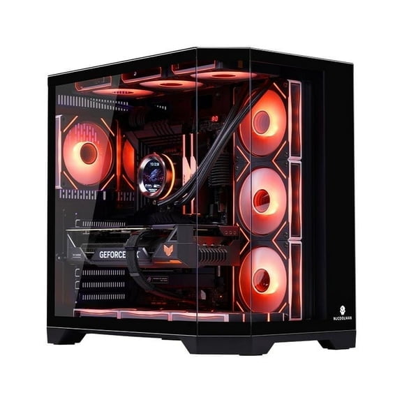 WJCOOLMAN Dreamer Plus Black Panoramic Version 2Side Transparent Glass Gaming Computer Case Support 7 Fan Positions 360 AIO Support ATX / M-ATX/MINI-ITX Gming Case High-Airflow Design