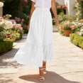 thumbnail image 5 of Danhjin Women's Summer Pleated Skirt Pleated High Waisted Casual A Line Flowy Maxi Skirts High Elastic Waisted Tiered Casual Party Dress, 5 of 8