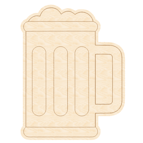 Unfinished Wood Etched Beer Mug Shape | Paint By Line Crafts 10" / 1/8"