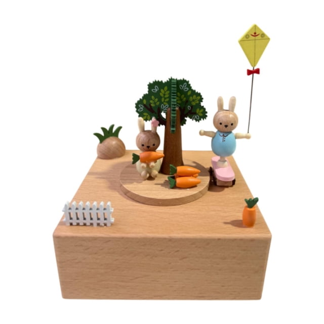 Caja de música de madera, juguete musical decorativo de madera, multifuncional, de dibujos animados, mecánica, musical. Estilo A