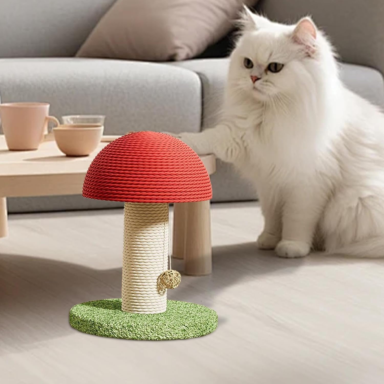 Cat Scratching Posts Vertical Cat Scratcher Mushroom Shaped Cat Toy for Protect Your Furniture Height 11in