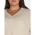 thumbnail image 4 of Terra & Sky Women’s Plus Waffle V Neck Henley Top, Sizes 0X-5X, 4 of 5