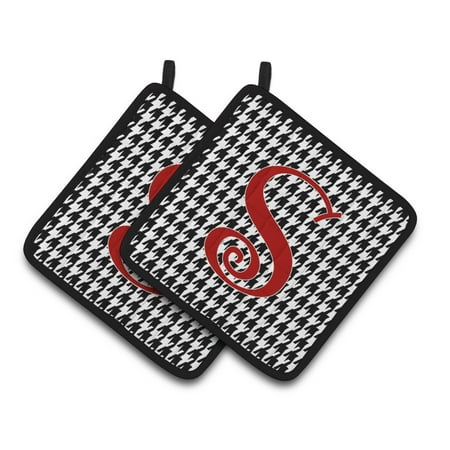 

Carolines Treasures CJ1035-SPTHD Letter S Initial Monogram - Houndstooth Black Pair of Pot Holders 7.5HX7.5W