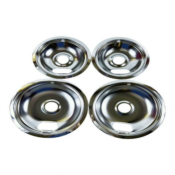 Range Drip Pans for Electric Stove - Replacement for W10196406, W10196405(4 Pack, 2Pcs 6I C6060