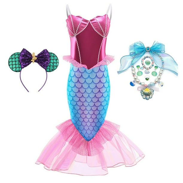 Disfraz de sirenita para niñas, vestido de princesa Ariel, Halloween, Carnaval, fiesta de cumpleaños, ropa de bebé zhangmengya unisex