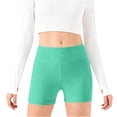 thumbnail image 5 of Girls High Waist Yoga Shorts, Tight Fit Workout Running Shorts for Kids, Breathable Quick Dry Dance Shorts and Athletic Leggings, Fitness Shorts for Age 5-14 Years Mint Green 160, 5 of 6