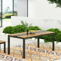 Pellerin Acacia Wood Outdoor Dining Table, Teak and Black