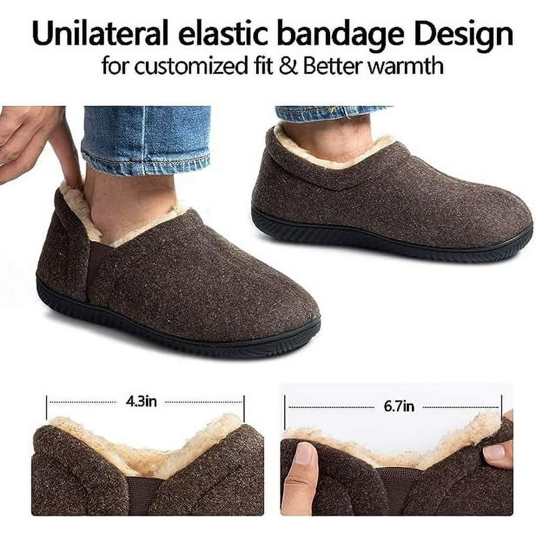 Zizor Men's Winter Shoes: Fuzzy Wool Fleece Bootie Slipper with