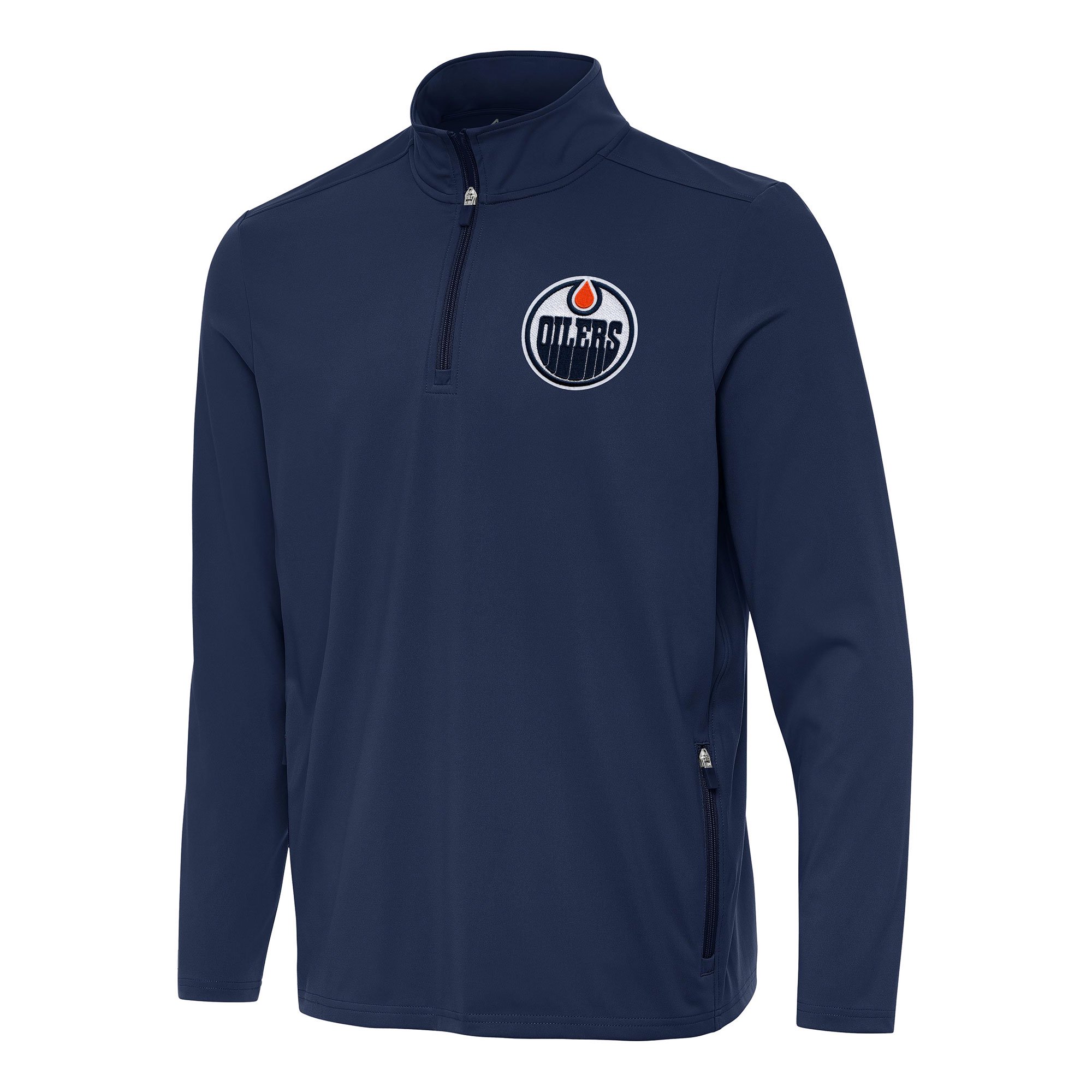 Men's Antigua Navy Edmonton Oilers Perilous Quarter-Zip Sweatshirt