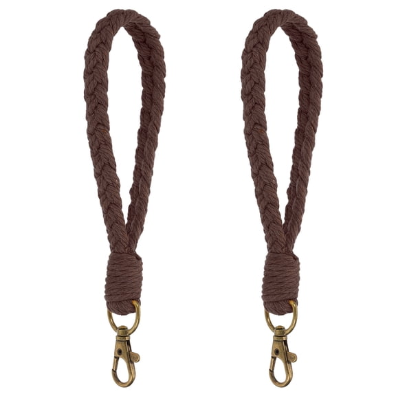 Uxcell Boho Handmade Bracelet Keychain, 2 Pcs Soft Macrame Keychain for Gym Travel Concerts, Coffee