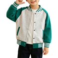 thumbnail image 2 of GiLiling Boys Girls Baseball Jacket School Uniform Fleece Coats Lightweight Jackets Kids Preppy Trendy Tops Long Sleeve Causal Coat (Green, 7-8 Years), 2 of 6