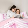 thumbnail image 5 of Manfei Cute Sequin Print Monogrammed 7-Piece Twin Bedding,Aesthetic Abstract Lines Bedding Comforter Set,Pink Reversible, 5 of 7