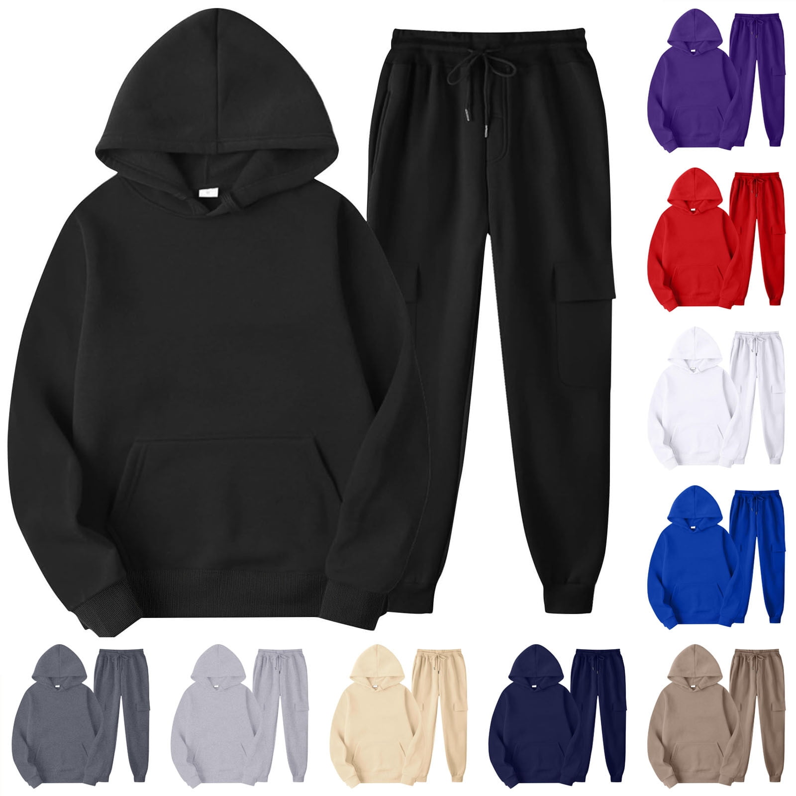 Bloomae Fashion Hoodie Sweatsuits Women 2 Piece Jogger Outfits Lounge Two Piece Sets Hooded Pullover Sweatshirts Sweatpants Lightweight Hoodies Tracksuits with Pockets Navy L