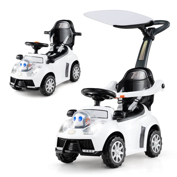 Infans 3-in-1 Sliding Walker w/ Adjustable Canopy Horn Music & Light for Boys & Girls