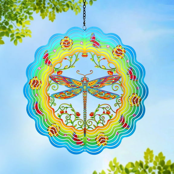 Dragonfly Wind Spinners Gifts for Women Mom Grandma Wife,Hanging Metal Wind Spinner for Outdoor Indoor Decorations,12 inch Kinetic Sculpture Outdoor Christmas Decor Garden Yard