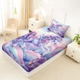 thumbnail image 4 of Erosebridal Rainbow Unicorn Print Twin Sheet Sets,Colorful Blossom Floral Bedding For Girls Kids 3pcs, 4 of 6