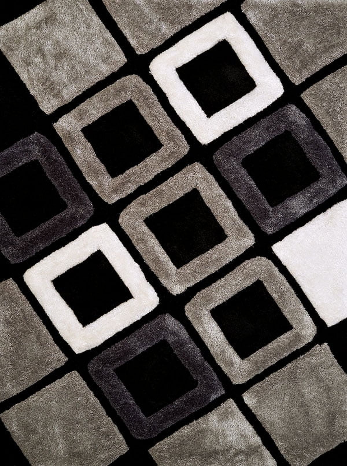 United Weavers Veria Blitzen Shag Geometric Accent Rug, Black, 1'10" X 3'