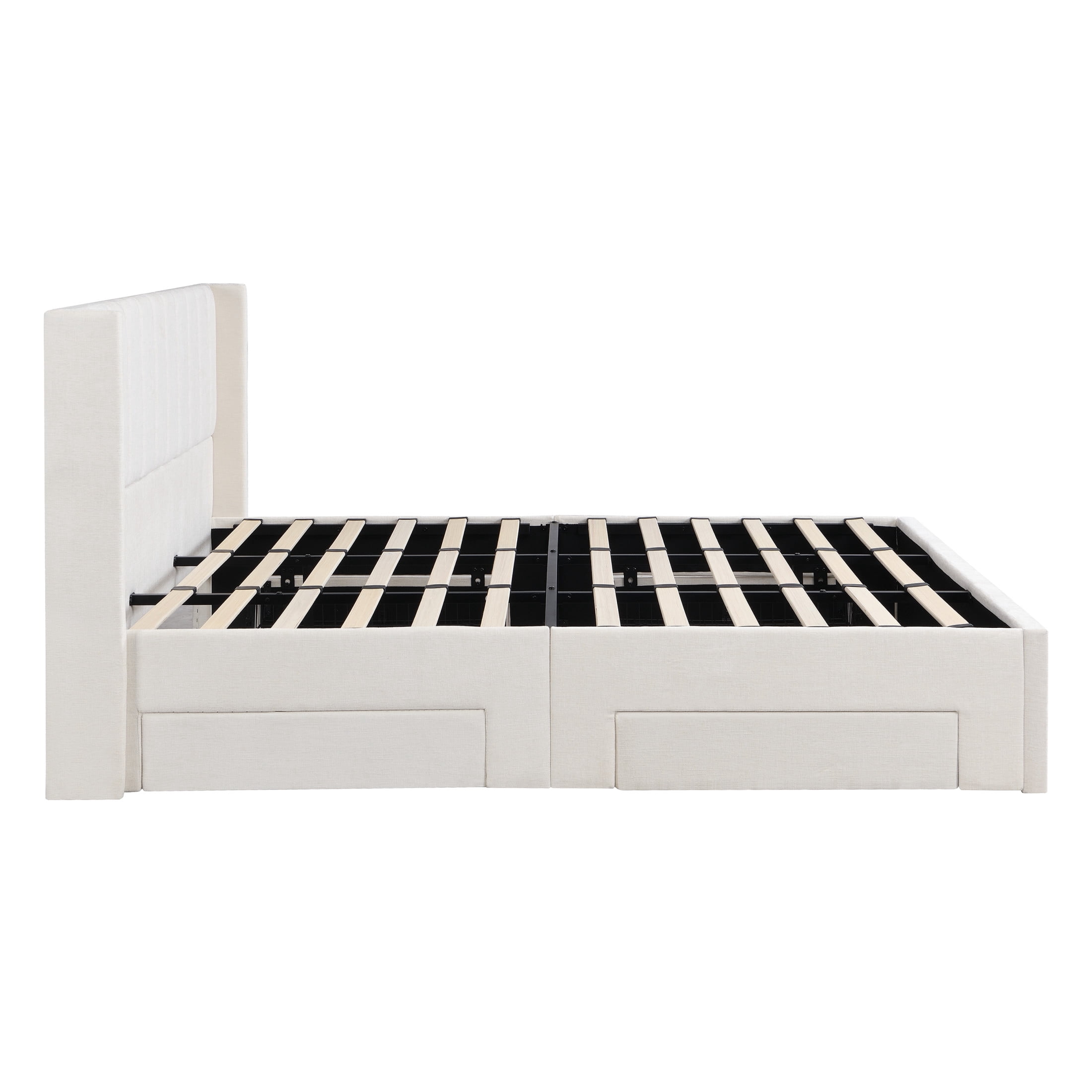 Christopher Knight Home King Chenille Upholstered Storage Bed Frame with 4 Drawers, Beige