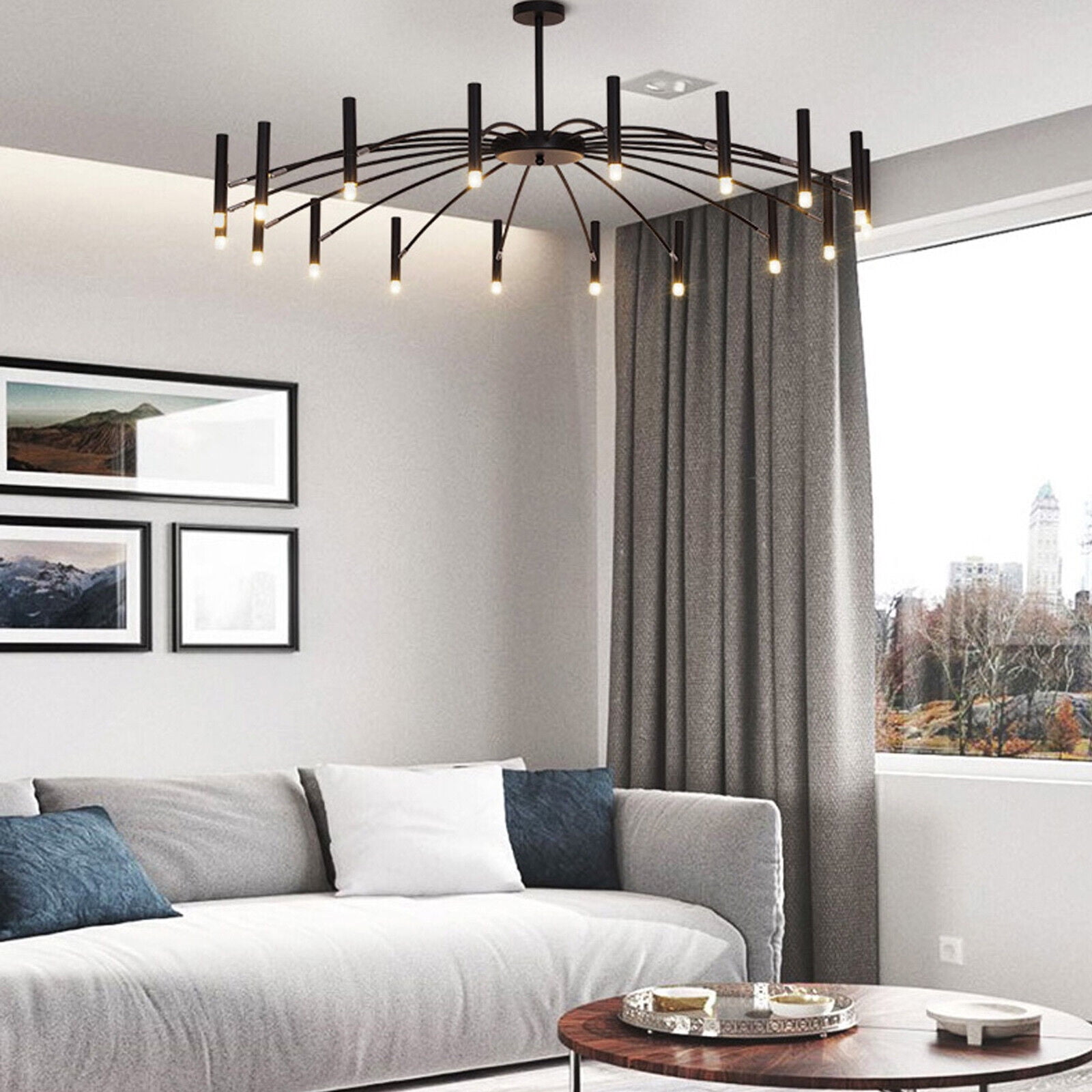 Modern Black Branch Chandelier Metal Pendant Light Nordic Ceiling Lamp Fixtures