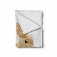 thumbnail image 2 of Bunny Soft Flannel Fleece Blanket, Chinese Zodiac Theme Abstract Hare with Polygonal Effect and Inscription, Cozy Plush for Indoor and Outdoor Use, 50" x 60", SBrown Beige and White, by Ambesonne, 2 of 6