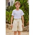 thumbnail image 3 of Arshiner Boys Linen Shorts with Elastic Waist Breathable Summer Beach Shorts for Kids, 3 of 6