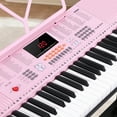 thumbnail image 4 of ZENY 61-Key Portable Electronic Piano LED Display Keyboard Kit W/ Music Stand, Headphones, Microphone, Pink, 4 of 9