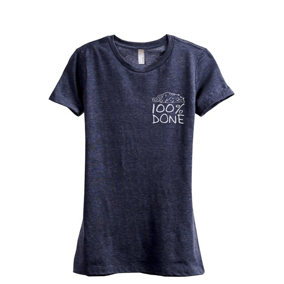 Cat Percent Done Women's Fashion Relaxed T-Shirt Tee Heather Navy X-Large