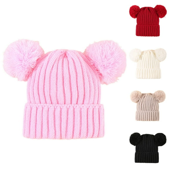 Toddler Infant Double Knitted Winter Beanie Hat For Girls And Boys