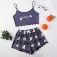 thumbnail image 2 of ZHENHONG Pajamas Sets for Women 2 PC Set Cute Funny Halloween Sleepwear Letter Print Camisole and Pumpkin Graphic Shorts Pajama Sets Halloween Matching Set, 2 of 6