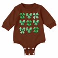 thumbnail image 2 of Coerni Four Leaf Clover Romper for Baby Boys Girls Bowknot Sweatshirt 𝐎nesie Cute Easter Clothes Cotton Warmly Spring Outwear, 2 of 8
