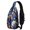 Basketball and Star Blue Pattern, variant on Basketball and Hoop Wooden Pattern Sling Backpack, Travel Shoulder Pack with Earphone Port, Multi Pocket Design Gift Ideas for Holiday Birthday Gifts
