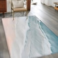 thumbnail image 2 of Beach Blue 3x5 Area Rugs for Living Room, Beige Gradient Ocean Wave Seaside Scenery Non Slip Floor Mat Washable Low-Profile Indoor Carpet for Bedroom, Dining Room, Bathroom, 2 of 9