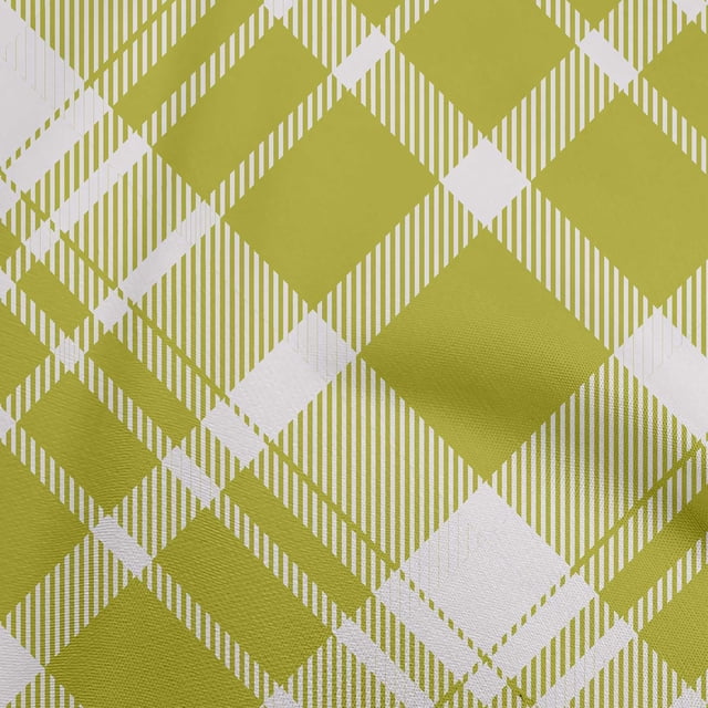 oneOone Rayon Lime Green Fabric Check Sewing Craft Projects Fabric Prints By Yard 56 Inch Wide