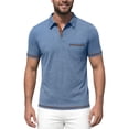 thumbnail image 2 of KLHDSF Men's Polo Shirts Short Sleeve Casual Summer Cotton Shirts for Men Performance Collared Golf Shirts with Pocket Light Blue L, 2 of 4