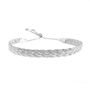 Italian Made Sterling Silver Adjustable Braided Herringbone Bracelet Stamped 925 Women's Adjustable Bracelet up to 9"