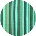 thumbnail image 1 of Ahgly Company Machine Washable Indoor Round Abstract Turquoise Blue Contemporary Area Rugs, 7' Round, 1 of 4