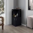 thumbnail image 2 of FM FURNITURE Bar Cabinet with Bottle Rack Open Shelves Enginireed Wood Black, 2 of 7