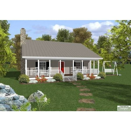 TheHouseDesigners-6746 Cottage House Plan with Slab Foundation (5 Printed Sets)