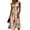 Pink, variant on Vibrant Tropical Scenery & Palm Tree Print Sleeveless Round Neck Dress for Women - Ruched Waist A-Line Midi Summer Beach Vacation Gown, Retro Casual Sundress with Cinched Waist Blue XL