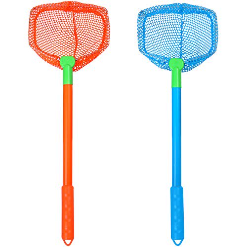 elcoho 2 pieces kids fishing nets bug net kids beach toys nets catch butterflies nets for kids