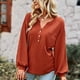 thumbnail image 3 of Camiseta holgada de punto con cuello en V para mujer Otoño Invierno Color sólido para vacaciones de ocio, 3 of 6
