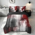 thumbnail image 3 of Manfei Abstract Oil Painting Twin Bedding, Red Black Brushstroke Bedding Comforter Set, Red Black, Black Reversible 7pcs, 3 of 6