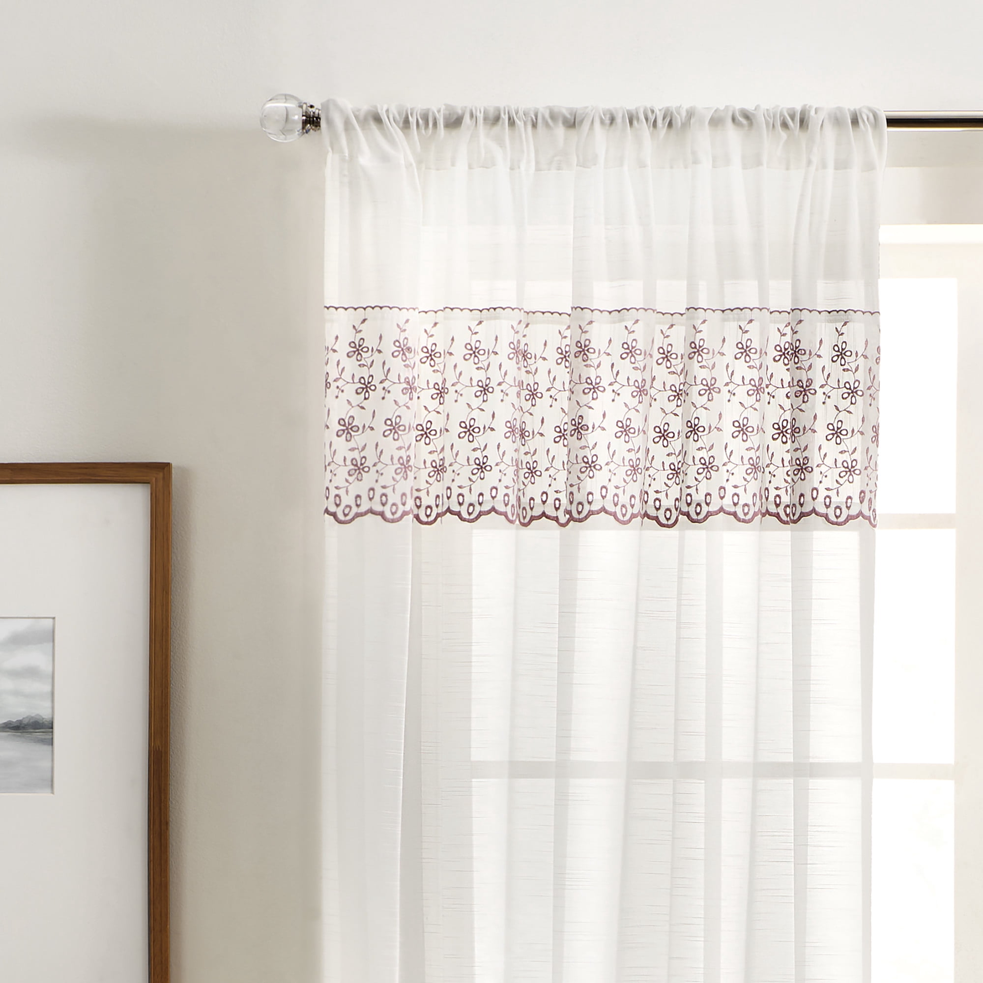 Martha Stewart Fairford Curtain Panel Pair, Multicolor, Pole Top, Sheer, Indoor, Adult, 2 Piece Set, 50 x 63
