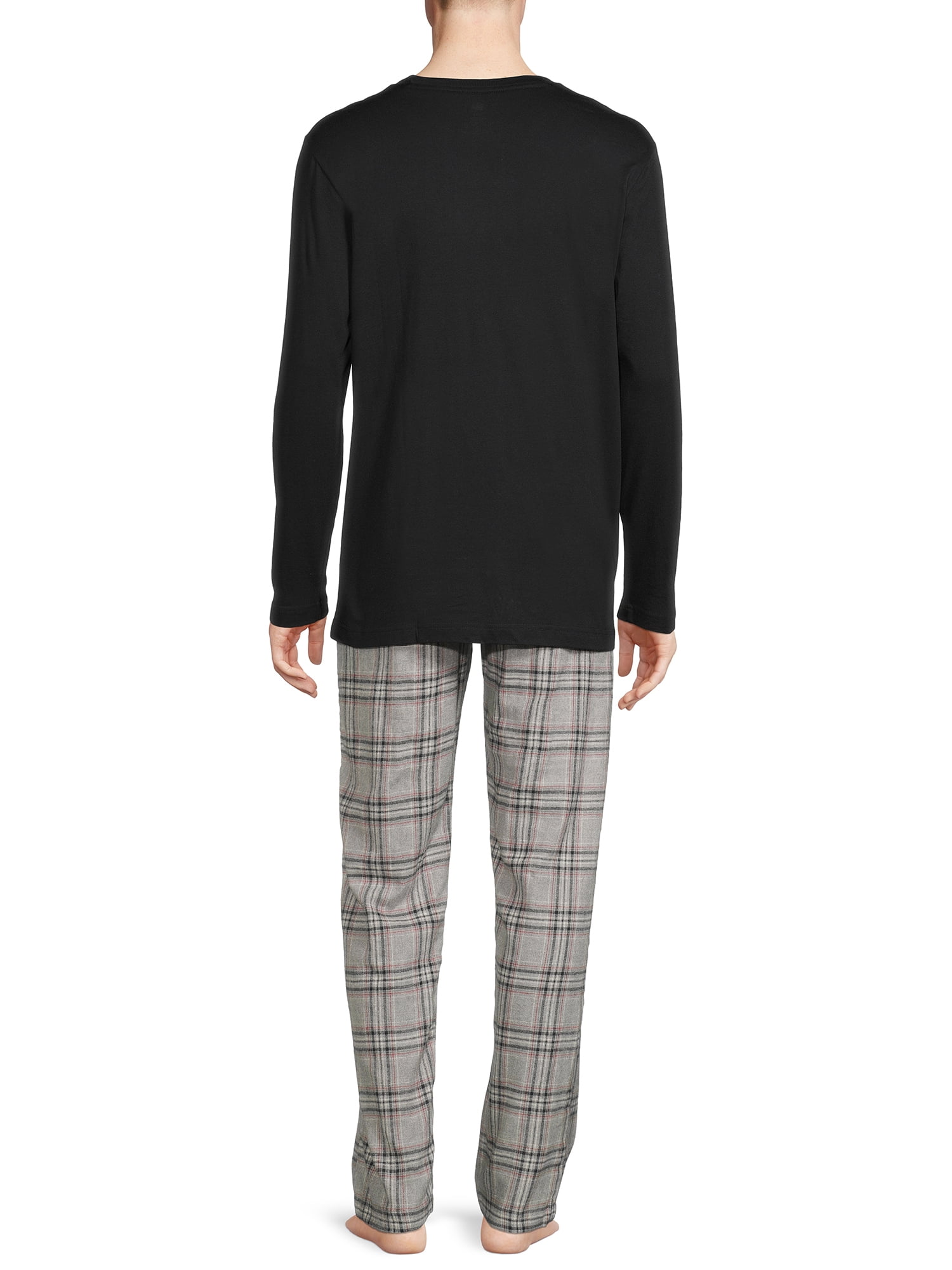 Hanes Men's and Big Men's ComfortSoft Long Sleeve Crew & Cotton Flannel Pant Pajama Set