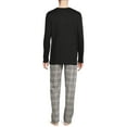 thumbnail image 2 of Hanes Men's and Big Men's ComfortSoft Long Sleeve Crew & Cotton Flannel Pant Pajama Set, 2 of 6